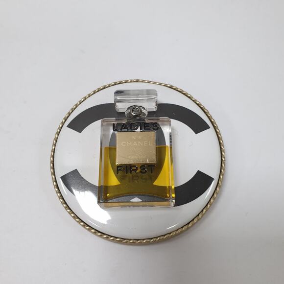 Chanel Ladies First Perfume Bottle Gold Black Clear Brooch - Picture 1 of 7